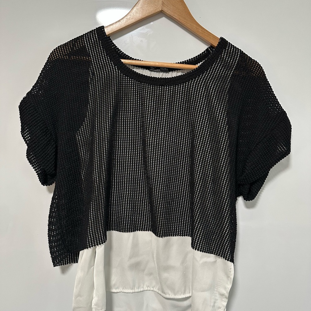 Zara Collection Black and White Knit Top